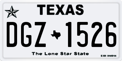 TX license plate DGZ1526