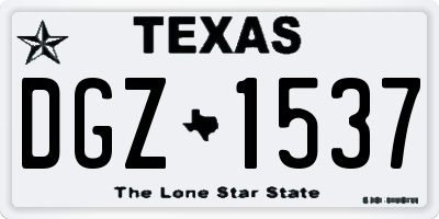 TX license plate DGZ1537