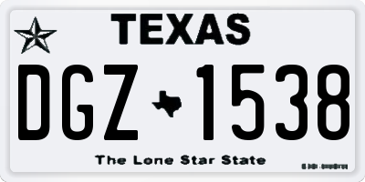 TX license plate DGZ1538