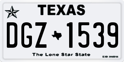TX license plate DGZ1539
