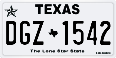 TX license plate DGZ1542