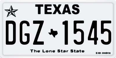 TX license plate DGZ1545