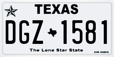 TX license plate DGZ1581