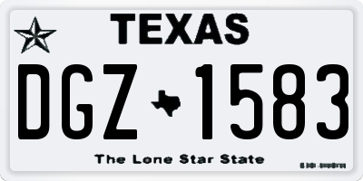 TX license plate DGZ1583