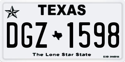 TX license plate DGZ1598