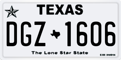 TX license plate DGZ1606