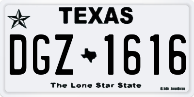 TX license plate DGZ1616
