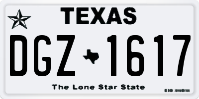 TX license plate DGZ1617