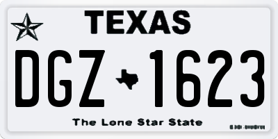 TX license plate DGZ1623
