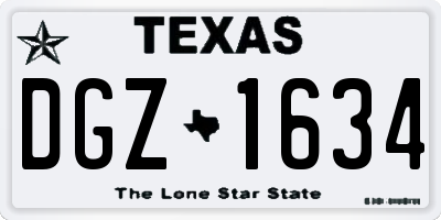 TX license plate DGZ1634