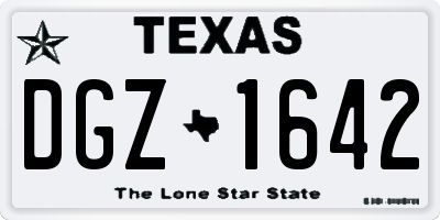 TX license plate DGZ1642