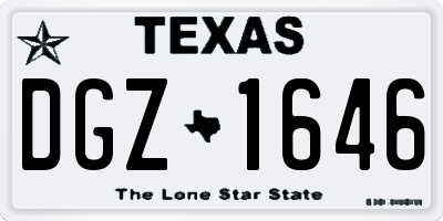 TX license plate DGZ1646