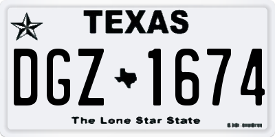 TX license plate DGZ1674