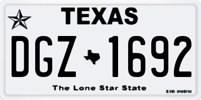 TX license plate DGZ1692