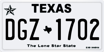 TX license plate DGZ1702