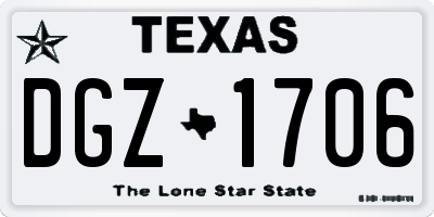 TX license plate DGZ1706