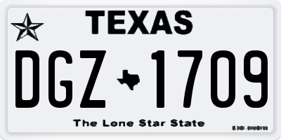 TX license plate DGZ1709