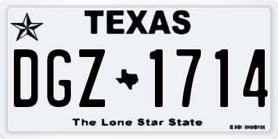 TX license plate DGZ1714