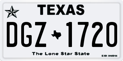 TX license plate DGZ1720