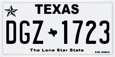 TX license plate DGZ1723