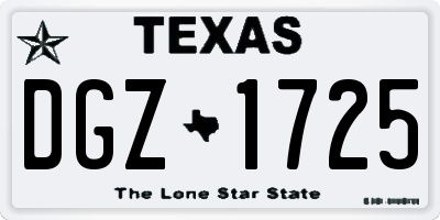TX license plate DGZ1725