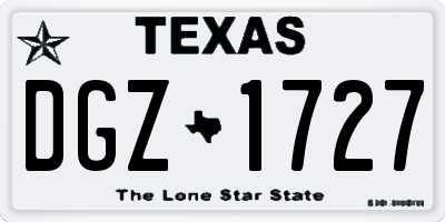 TX license plate DGZ1727