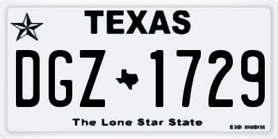 TX license plate DGZ1729