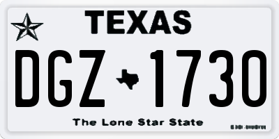 TX license plate DGZ1730