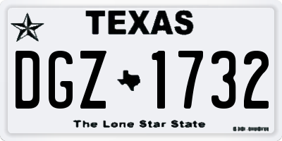 TX license plate DGZ1732