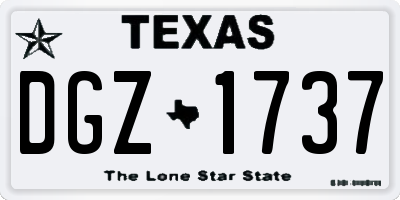 TX license plate DGZ1737