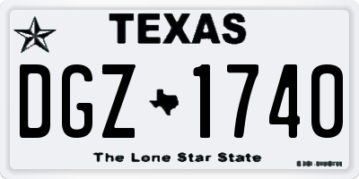 TX license plate DGZ1740