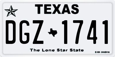 TX license plate DGZ1741