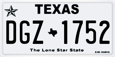 TX license plate DGZ1752