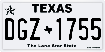 TX license plate DGZ1755
