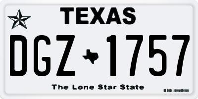 TX license plate DGZ1757