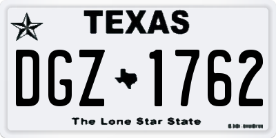 TX license plate DGZ1762