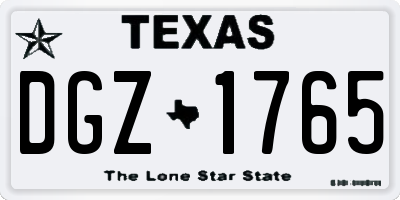 TX license plate DGZ1765