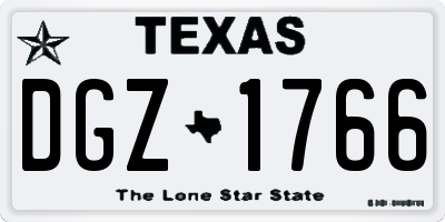 TX license plate DGZ1766