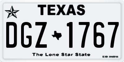 TX license plate DGZ1767