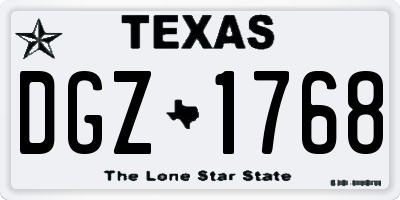 TX license plate DGZ1768