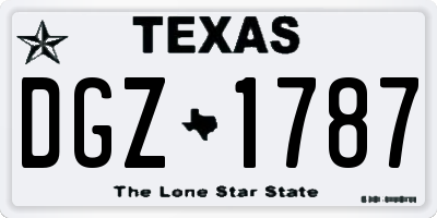 TX license plate DGZ1787
