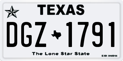 TX license plate DGZ1791