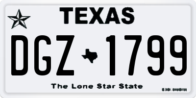 TX license plate DGZ1799