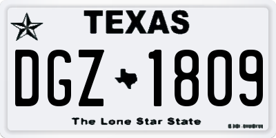 TX license plate DGZ1809