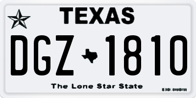 TX license plate DGZ1810