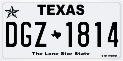 TX license plate DGZ1814