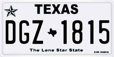 TX license plate DGZ1815