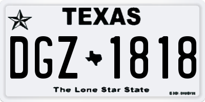 TX license plate DGZ1818
