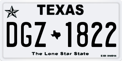 TX license plate DGZ1822