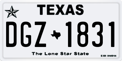 TX license plate DGZ1831